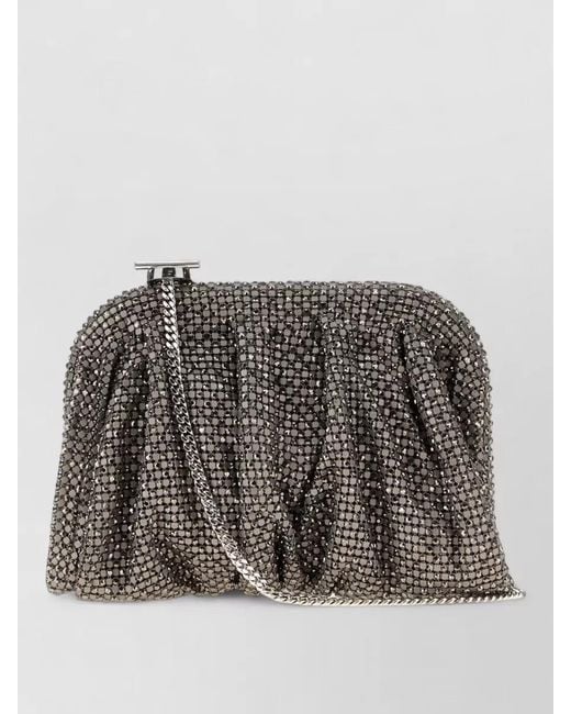 Benedetta Bruzziches Gray Crystal-Embellished Clutch Bag