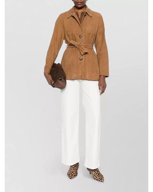 Peuterey Brown Machuca Suede Jacket Belted Waist Design