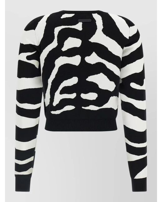 Moschino Black Zebra Intarsia Sweater