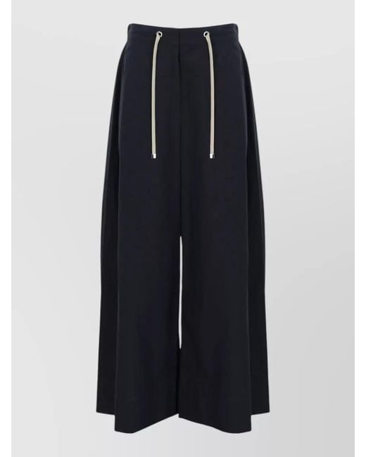 Max Mara Blue Cotton Wide-Leg Tailored Shorts