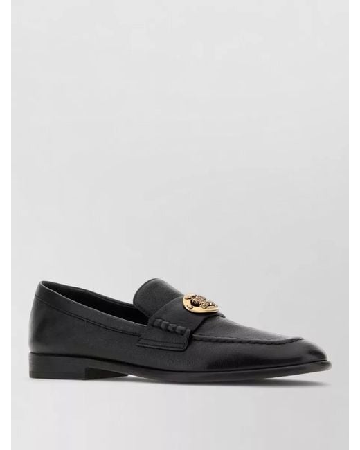 Burberry Black Leather Loafers Tone Emblem Slip On