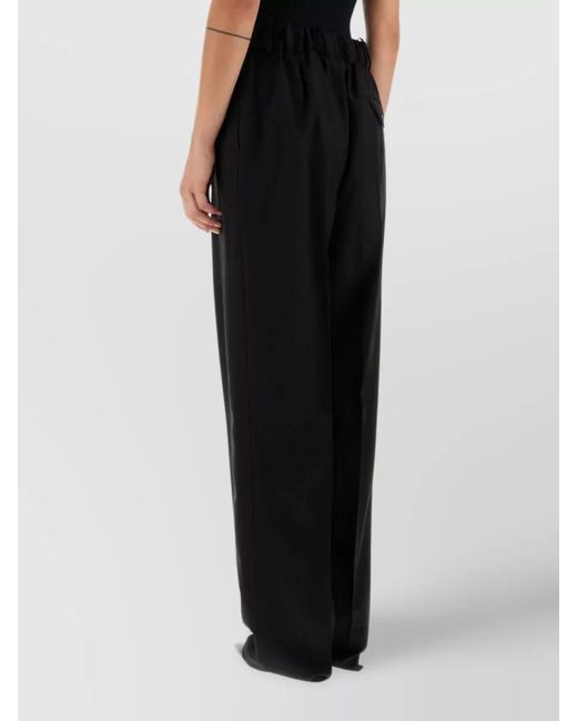 Bottega Veneta Black Wool High-Rise Wide-Leg Trousers