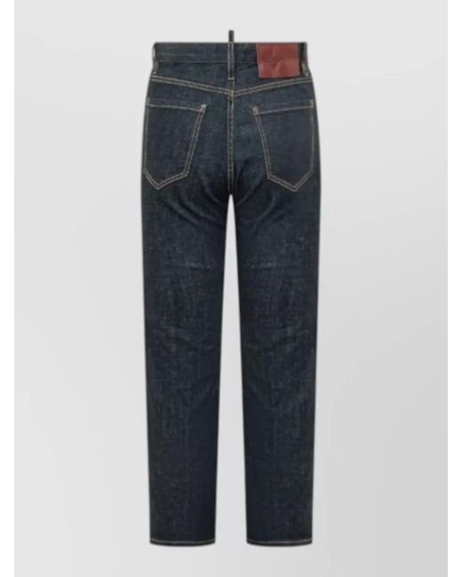 DSquared² Blue Trousers Five Pockets Belt Loops Contrast Stitching