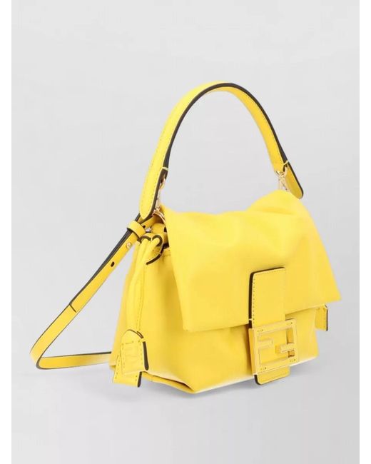 Fendi Yellow Mamma Baguette Small Leather Shoulder Bag
