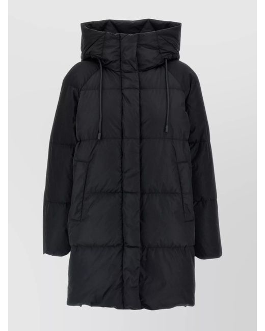 Weekend by Maxmara Blue Drawstring Hooded Parka Quilted Pattern