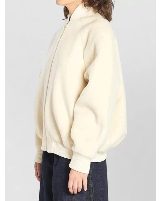 Jacquemus Natural High Collar Blouson Ribbed Cuffs Hem