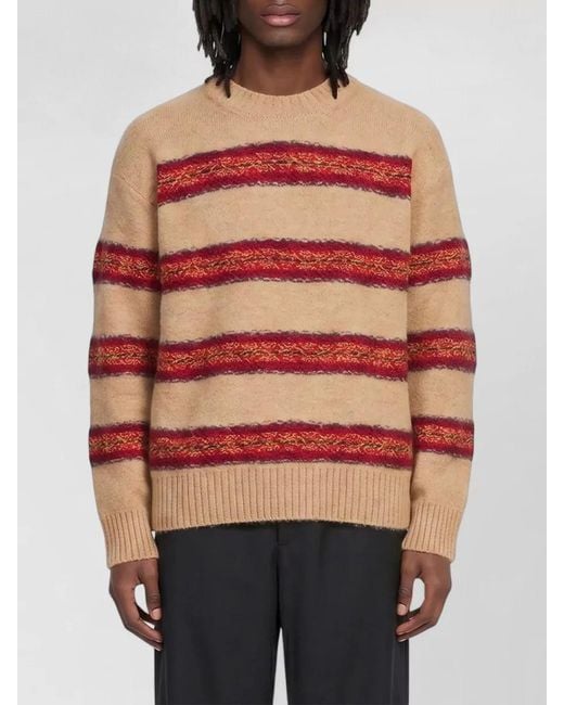 Dries Van Noten Pink Striped Crew Neck Knitwear Long Sleeve for men