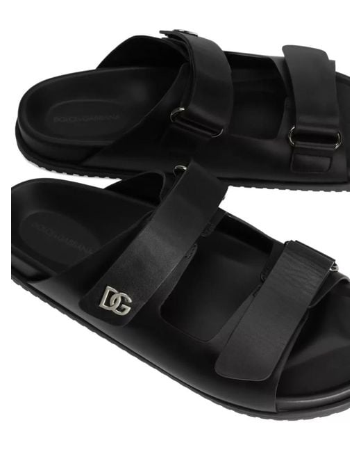 Dolce & Gabbana Black Sandal Open Toe Adjustable Straps Design for men