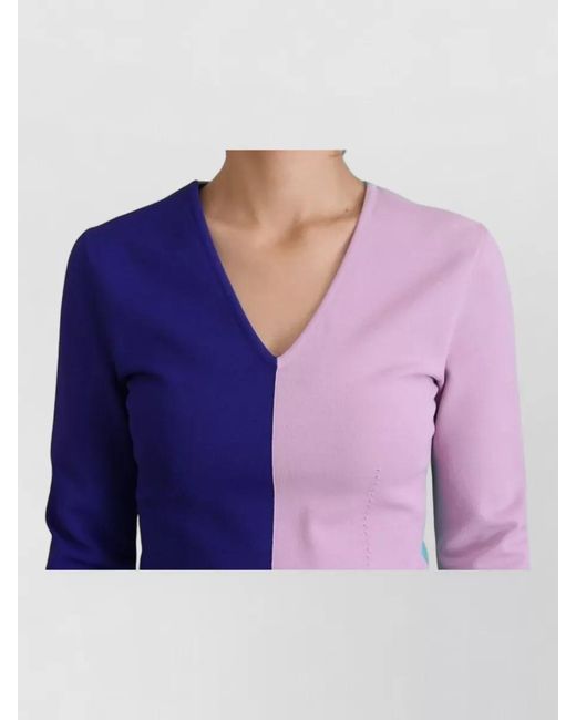 Dolce & Gabbana Purple V Neck Viscose Long Sleeve Sweater