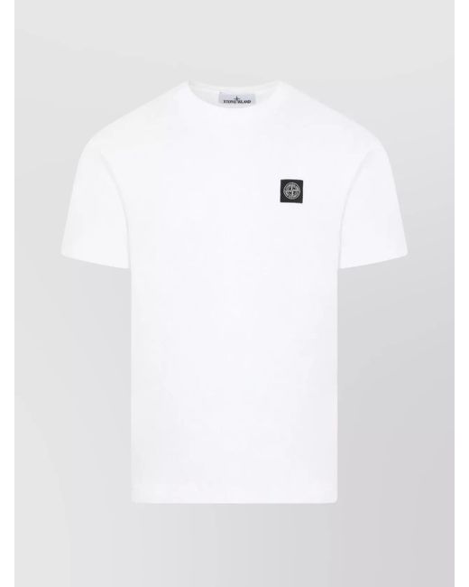 Stone Island White Cotton Logo Patch Short-Sleeve T-Shirt for men