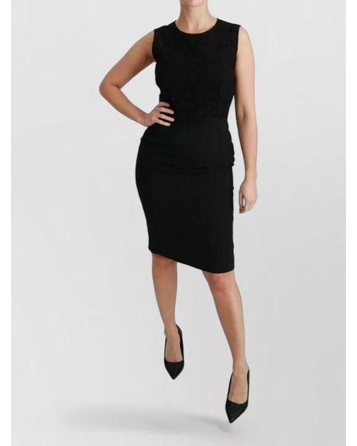 Dolce & Gabbana Black Floral Lace Sheath Knee-Length Dress