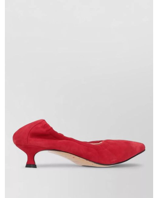 LA ROSE Red Kitten Heel Suede Pointed Toe Pumps