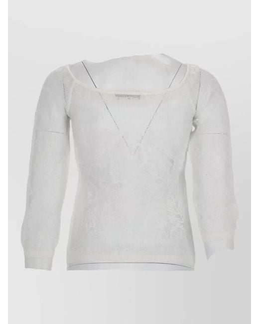 Alberta Ferretti White Viscose Knit Net Long Sleeve Top