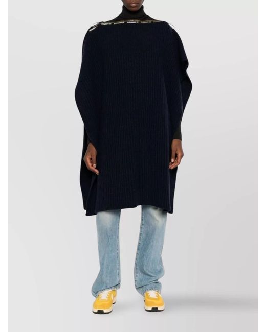 J.W. Anderson Blue Wool Chunky Ribbed Knee-Length Poncho