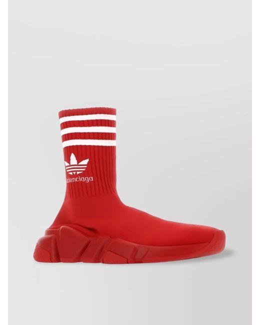 Balenciaga Red Ribbed Knitted Sock Sneakers