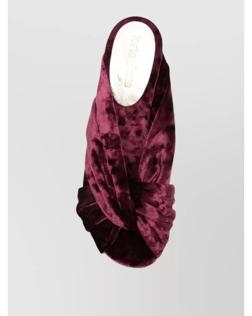 Forte_forte Red Velvet Block Heel Sandals Open Toe