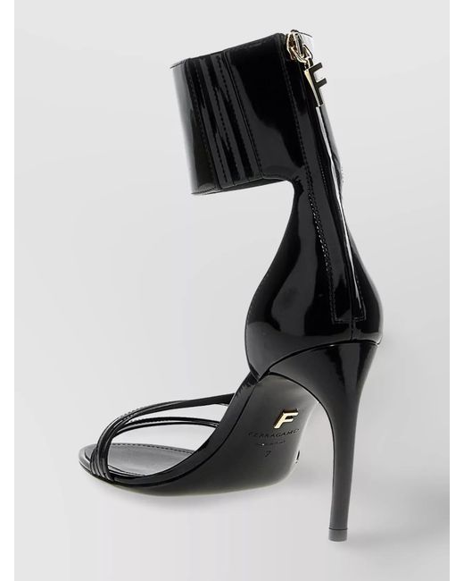 Ferragamo Black Leather Clethra Sandals