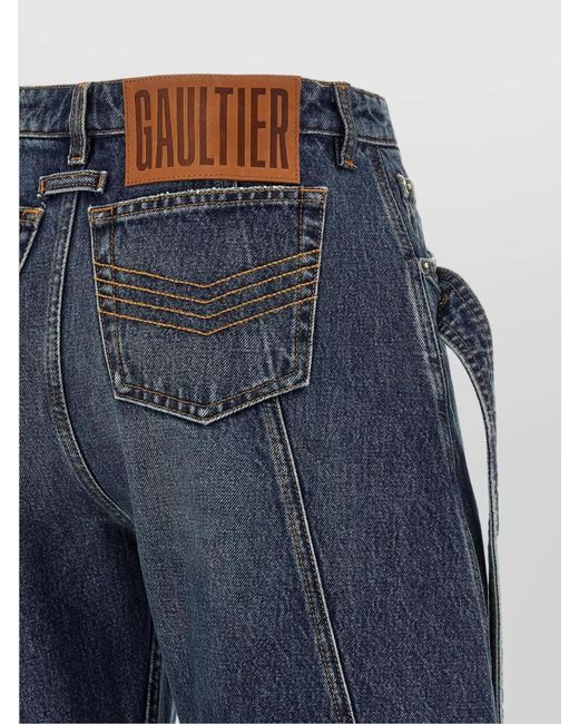 Jean Paul Gaultier Blue Denim Low-Rise Wide-Leg Trousers
