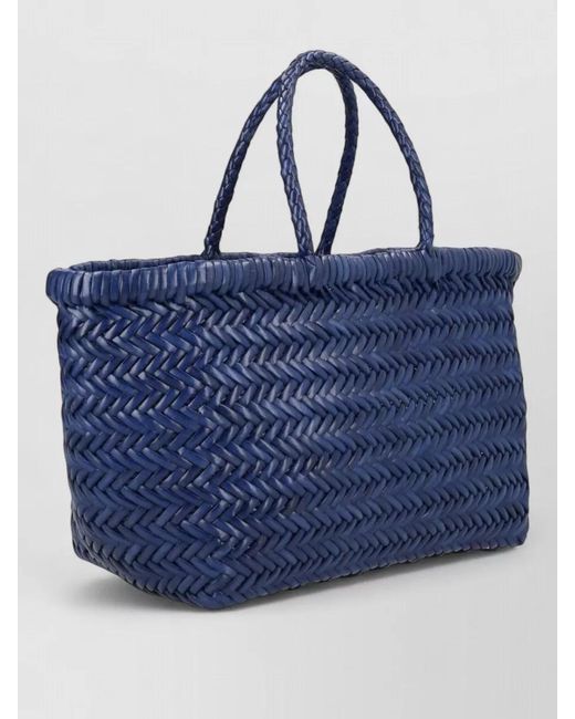 Dragon Diffusion Blue Beach Bag Woven Design Dual Handles