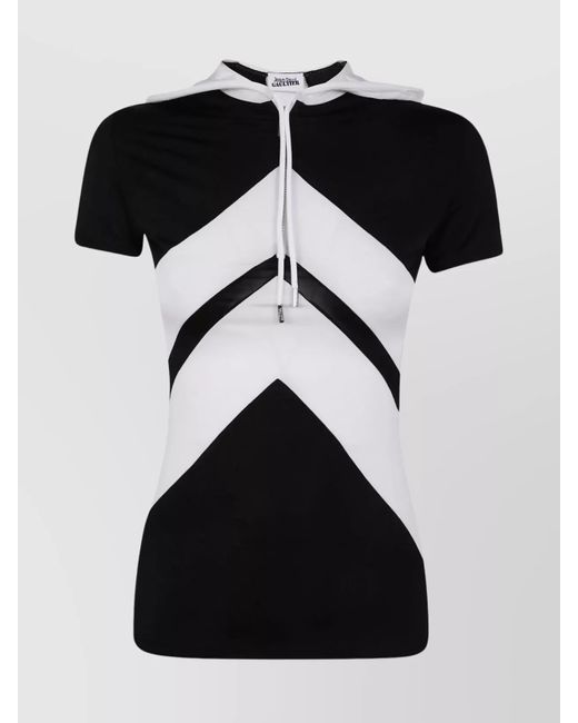 Jean Paul Gaultier Black Chevron Hooded Baby T-Shirt With Drawstring Detail