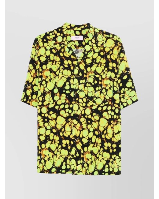 Martine Rose Yellow Bold Print Camp Collar Shirt for men