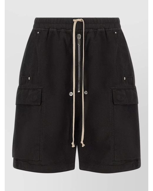 Rick Owens Black Cargobela Knee Length Cargo Shorts for men