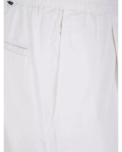 Incotex White Cotton Tapered-Leg Trousers for men