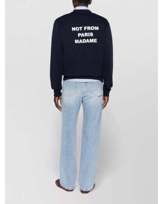 Drole de Monsieur Blue Crew Neck Knit Sweater Long Sleeves for men