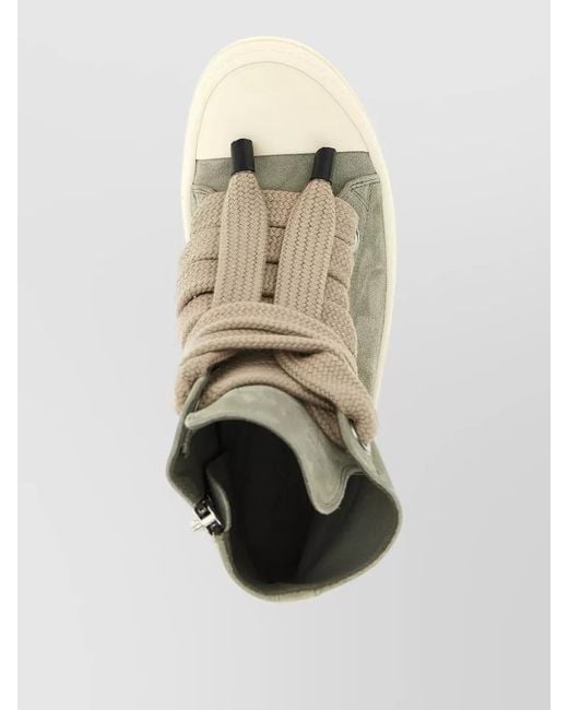 Rick Owens Gray Leather Jumbolace Sneaks Boots