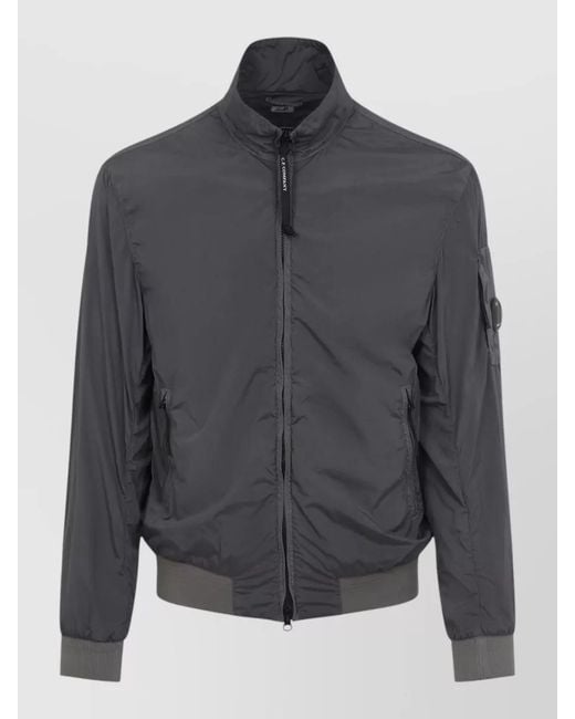 C P Company Gray Nycra Jacket Ribbed Cuffs Hem Lens Pocket for men