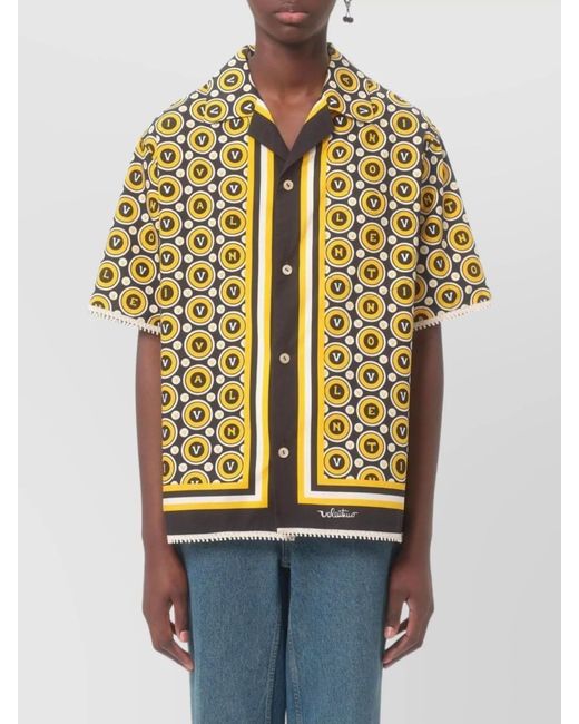 Valentino Garavani Metallic Printed Cotton Short-Sleeve Shirt for men