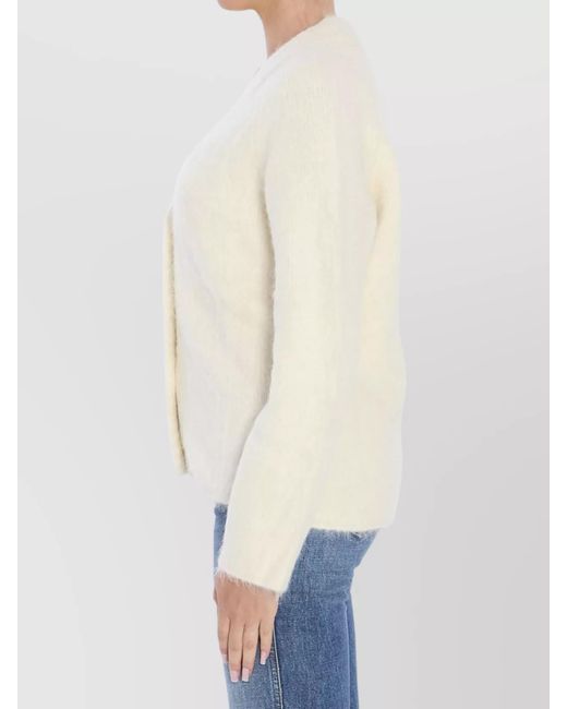 Loulou de Saison Natural Ribbed V-Neck Alpaca Cardigan