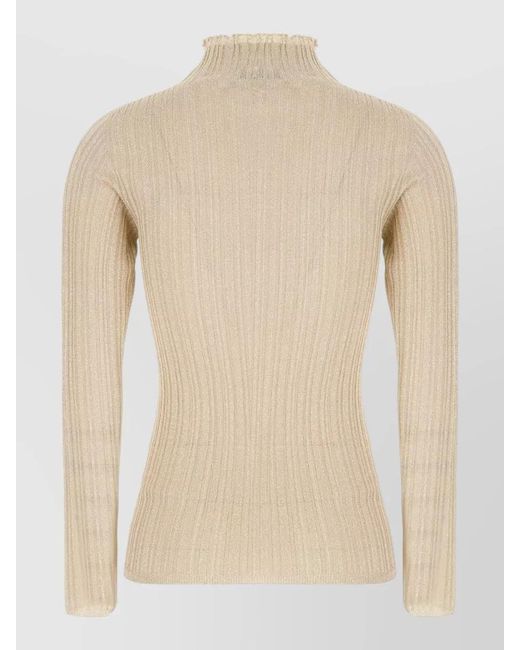 Fabiana Filippi Natural Viscose Blend Sweater Long Sleeves Mock Neck