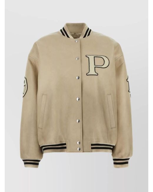Prada Natural Leather Bomber Jacket