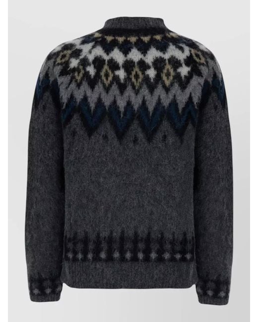 Jucca Black Crew Neck Jacquard Knit Long Sleeves