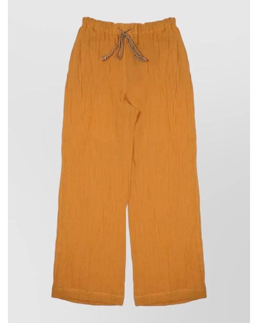 120% Lino Orange Linen Shorts Wide Cut Back Pockets