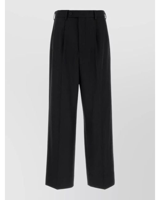 MM6 by Maison Margiela Black Wool Blend Wide Leg Tailored Pants for men