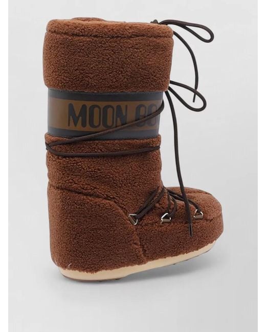 Moon Boot Brown Faux Fur Flat Sole High Ankle Boots