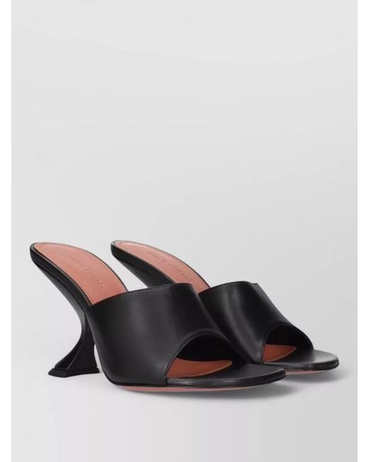 AMINA MUADDI Black Leather Stiletto-Heel Mules
