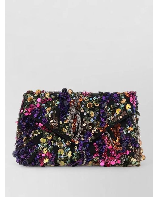 Dries Van Noten Multicolor Sequin Envelope Clutch Chain Strap Design