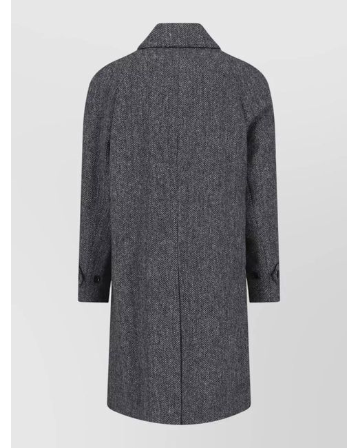 Lardini Gray Herringbone Coat Notched Collar Side Pockets for men