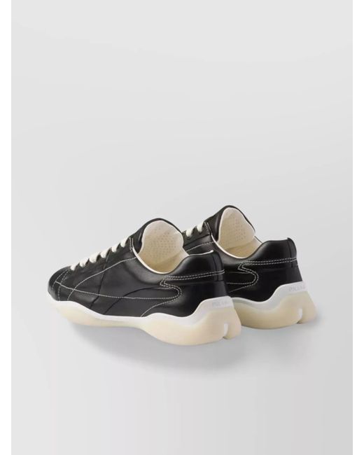 Prada Black Leather Low-Top Sneakers