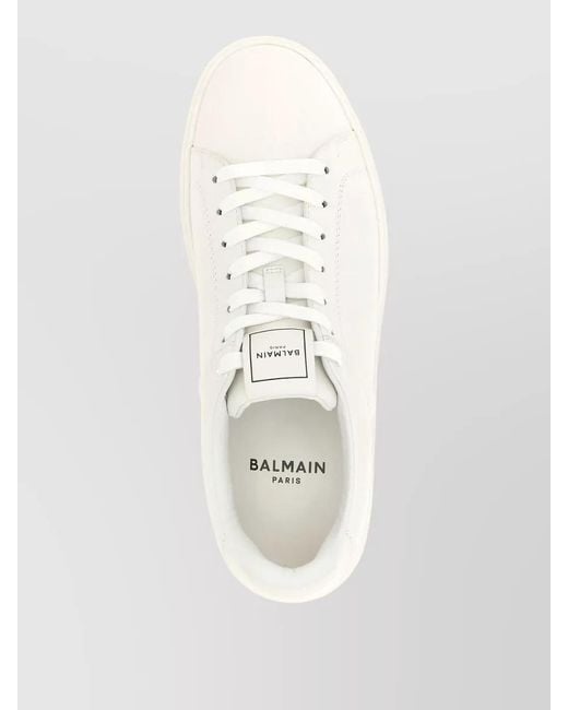 Balmain Natural Lace Up Court Sneakers Minimal Design Rubber for men