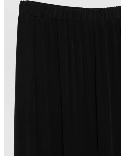 Alysi Black Silk Wide Leg Trousers Elastic Waist