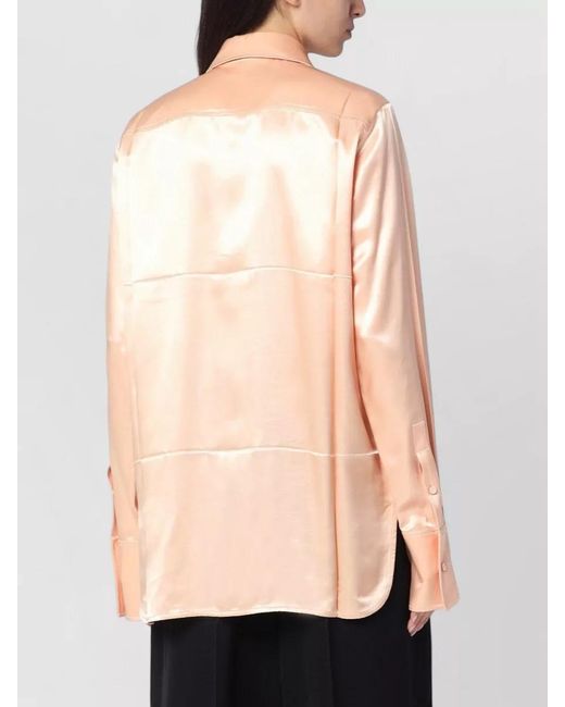 Jil Sander Natural Longline Satin Shirt Tie Detail