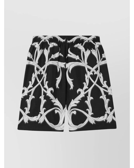 Versace Black Silk Printed Knee-Length Deck Shorts for men
