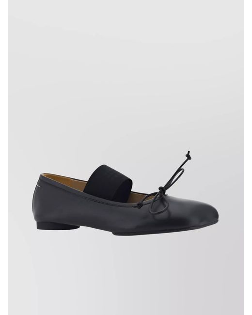 MM6 by Maison Margiela Black Leather Ballerina Shoes