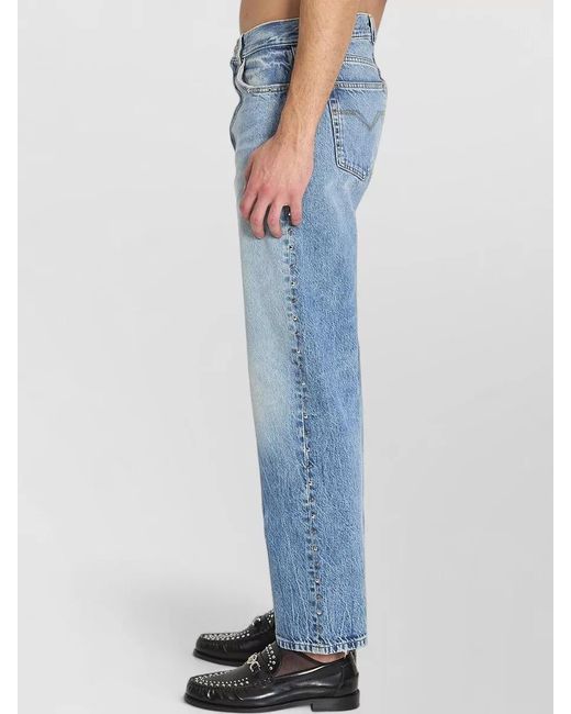 Versace Blue Studded Mid-Rise Straight-Leg Denim Jeans for men