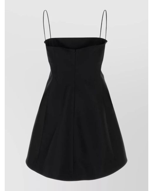 Balenciaga Black Wool Blend Mini Dress Flared Hem Straps
