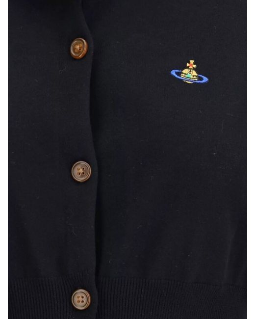 Vivienne Westwood Blue Bea Cropped Cardigan With Ribbed Structure